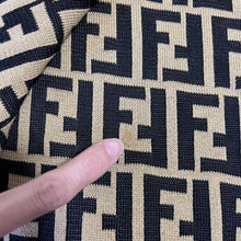 Load image into Gallery viewer, Fendi Zucca Logo Wrap Around Skirt Beige Black Cotton Rayon Knitted Size 40
