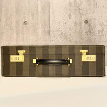 Load image into Gallery viewer, Fendi Vintage Pequin Pattern Attache Case Trunk Briefcase Brown Turn Lock Italy
