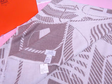 Load image into Gallery viewer, HERMES Paris Plaid Thalassa Blanket Throw Sable Gray Wool 100% 150 × 200cm
