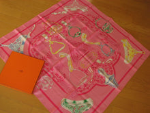 Load image into Gallery viewer, Hermes Paris Carre 90 Silk 100% Scarf Stole Etriers Remix Pink Accessory w/Box

