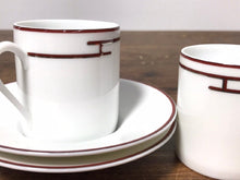 Load image into Gallery viewer, Hermes Paris Rhythm Rythme Demitasse Cup &amp; Saucer Set of 2 Porcelain Red w/Box
