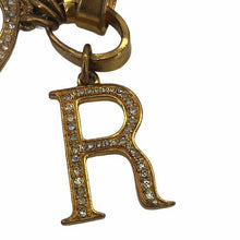 Load image into Gallery viewer, Christian Dior DIOR Logo Rhinestone Chain Bangle Bracelet Gold Plated GP Vintage
