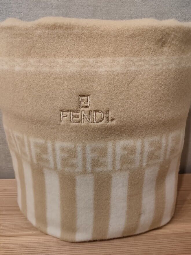 Fendi Zucca Pattern Blanket Cotton 100% Cream Color 150×210cm Japan Made No Box