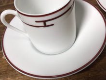 Load image into Gallery viewer, Hermes Paris Rhythm Rythme Demitasse Cup &amp; Saucer Set of 2 Porcelain Red w/Box
