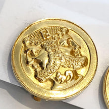 Load image into Gallery viewer, Fendi FF Roma Medallion Coin Shaped Earrings Clip On Gold Plated GP Accessory
