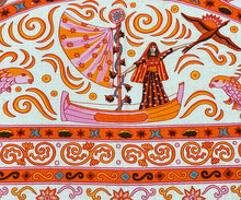 Load image into Gallery viewer, HERMES Paris Carre 140 Cashmere Silk Stole Shawl Peuple Du Vent Orange Multi
