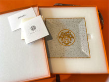 Load image into Gallery viewer, HERMES Paris Mosaique au 24 Gold Square Plate Trinket Tray Tableware Pottery
