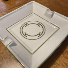 Load image into Gallery viewer, Hermes Paris Auth. Ashtray Cigar Tray Porcelain Rhythm Rythme Green White 16cm
