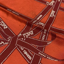 Load image into Gallery viewer, HERMES Paris Carre 45 Handkerchief Mini Scarf Silk 100% Bolduc Ribbon Orange Red
