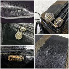 Load image into Gallery viewer, Fendi Shoulder Bag PVC Leather Pecan FF Logo Black Brown Crossbody Pochette
