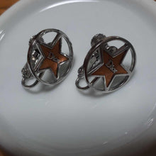 Load image into Gallery viewer, Christian Dior Circle Star Logo Pink Orange Lever Back Earrings Silver Plated
