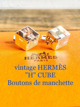 Load image into Gallery viewer, Hermes Paris Authentic H Logo Cube Cuffs Cufflinks Ag925 Silver Men&#39;s Accessory

