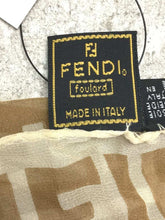 Load image into Gallery viewer, Fendi Authentic Zucca Logo Pattern Scarf Stole 100% Silk Beige Italy Made 65cm
