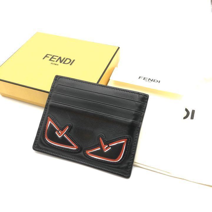 Fendi Monster Card Holder Card Case Business Card Holder Black Leather 0204719