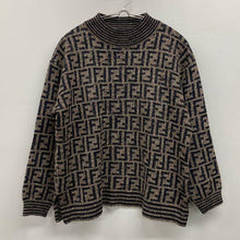 Load image into Gallery viewer, Fendi Auth. Zucca Logo Pattern High Neck Sweater Wool Knit Size S Brown Black
