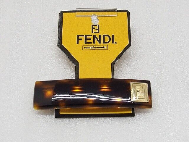 Fendi FF Barrette Hair Clip Hair Clasp Brown Tortoiseshell Hair Accessory Pin