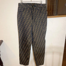 Load image into Gallery viewer, Fendi Ladies Long Pants Zucca FF Logo Denim Brown Black Italy Made 28 Inch
