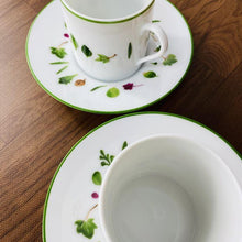 Load image into Gallery viewer, Hermes Porcelain Nile Lotus Demitasse Cup Saucer Set of 2 White Green Tableware
