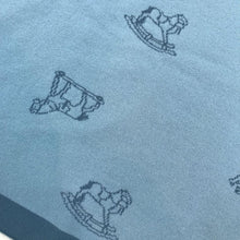 Load image into Gallery viewer, HERMES Paris Wooden Horse Baby Blanket Throw Cashmere 100% Light Blue 104x65.5cm
