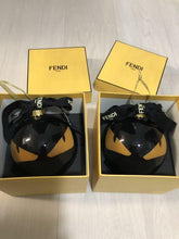 Load image into Gallery viewer, Fendi Christmas Ornament Glass Ball 3 Pieces Holiday Collectable Black DEFECT
