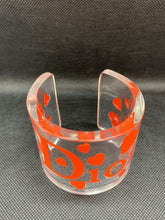 Load image into Gallery viewer, Christian Dior Vintage Logo Heart Clear Plastic Red Bangle Bracelet Accessory
