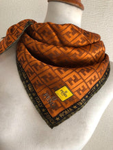 Load image into Gallery viewer, Fendi Mini Scarf Handkerchief Logo Embroidered Zucca Silk Cotton 58 x 57.5cm
