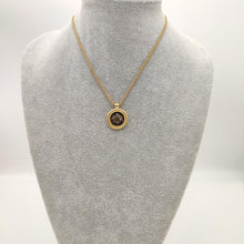 Load image into Gallery viewer, Christian Dior Vintage Circle Logo Plate Chain Necklace Pendant Gold Plated

