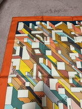 Load image into Gallery viewer, HERMES Paris Carre 90 ON A SUMMER DAY 100% Silk Scarf Stole Orange Border w/Box
