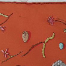 Load image into Gallery viewer, HERMES Paris Carre 45 Handkerchief Mini Scarf Silk 100% FLEURS et PLUMES Orange
