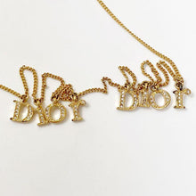 Load image into Gallery viewer, Christian Dior Alphabet Logo Rhinestone Chain Necklace Pendant Gold Plated 40cm
