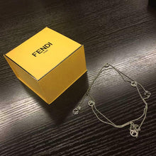 Load image into Gallery viewer, FENDI Authentic LONG NECKLACE F LOGO CIRCLE Charm RHINESTONE Made in Italy w/Box
