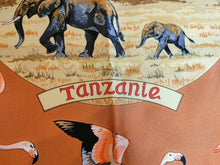 Load image into Gallery viewer, HERMES Paris Carre Tanzanie SILK 90 Robert Dallet Multicolor Scarf Stole Brown
