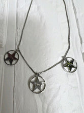 Load image into Gallery viewer, Christian Dior Three Circle Stars Logo Chain Necklace Pendant Silver Plated
