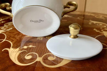 Load image into Gallery viewer, Christian Dior Vintage Logo White Pair Cup &amp; Saucer Teapot Sugar Pot Set Pottery
