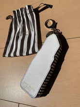 Load image into Gallery viewer, Henri Bendel New York LIPSTICK Design Coin Case Purse Bag Charm w/Stripe Bag
