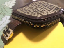 Load image into Gallery viewer, FENDI FF Zucca Compact Wallet Zip Around Snap Button Brown Canvas w/Box Italy

