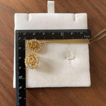 Load image into Gallery viewer, Christian Dior Vintage Logo Necklace &amp; Earrings Set Gold Charm Accessory w/Box
