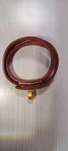 Load image into Gallery viewer, HERMES Paris Kelly Bag Clasp Bracelet Bangle Brown Leather Gold Tone Toggle 36cm
