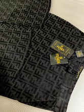 Load image into Gallery viewer, Fendi Ladies Long Pants Zucca Logo Pattern Black Cotton Italy Made 28 Inch
