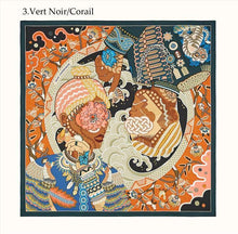 Load image into Gallery viewer, HERMES Carre 90 100% Silk Scarf Stole DUO COSMIQUE VERT NOIR Multicolor w/Box
