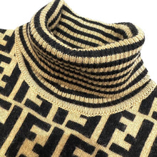 Load image into Gallery viewer, Fendi Vintage Turtleneck Sweater Knit Zucca Logo 100% Wool Brown Size 42 Italy
