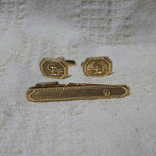 Load image into Gallery viewer, Christian Dior CD Logo Tiepin &amp; Cufflinks Set Gold Plated GP Men&#39;s Accessory
