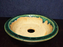 Load image into Gallery viewer, Japanese Bonsai Pot By Tokoname Koyo Green Glazed Round Flower Pot W14xH4cm

