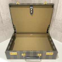 Load image into Gallery viewer, Fendi Vintage Pequin Pattern Attache Case Trunk Briefcase Brown Turn Lock Italy

