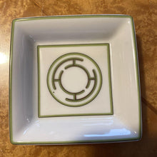 Load image into Gallery viewer, Hermes Paris Auth. Mini Trinket Case Porcelain Ashtray Rhythm Rythme Green White
