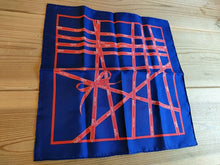Load image into Gallery viewer, Hermes Paris Carre 40 Silk 100% Scarf Handkerchief Bolduc Ribbon Navy Red
