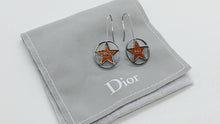 Load image into Gallery viewer, Christian Dior Circle Star Logo Pierce Earrings Hook Silver Plated GP Accessory
