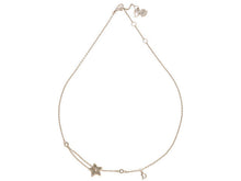 Load image into Gallery viewer, Christian Dior Star Motif Rhinestone Chain Necklace Pendant Silver Plated 44cm
