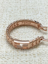 Load image into Gallery viewer, Fendi Auth. FF Logo Hoop Earrings Pierce Pink Gold GP Lever Back Accessory w/Box
