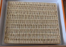 Load image into Gallery viewer, HERMES Paris Osier OSERAIE Wicker Tray with Leather Handles Glass 40X32cm w/Box
